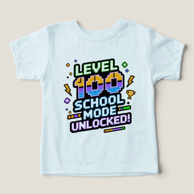 Level 100 School Mode Unlocked 100th Day of School T Shirt (Design Framsida)