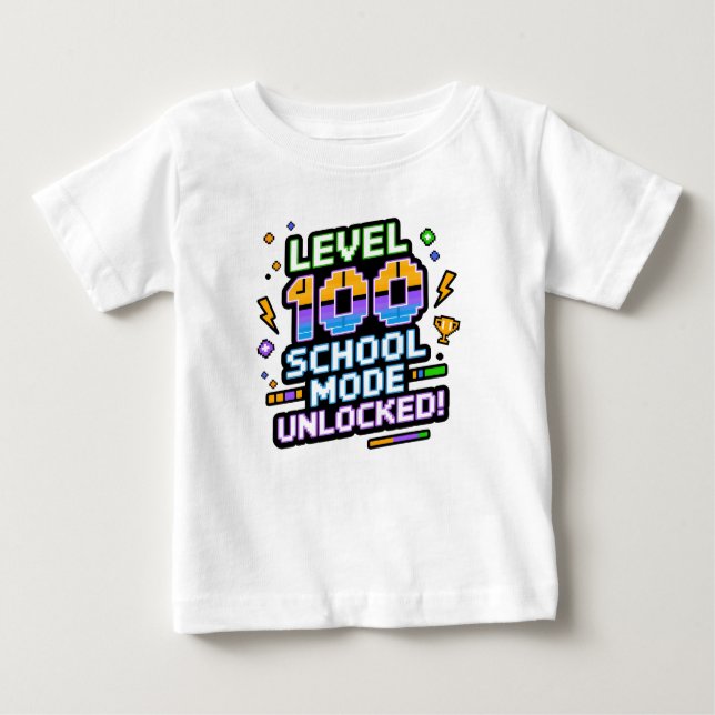 Level 100 School Mode Unlocked 100th Day of School T Shirt (Framsida)