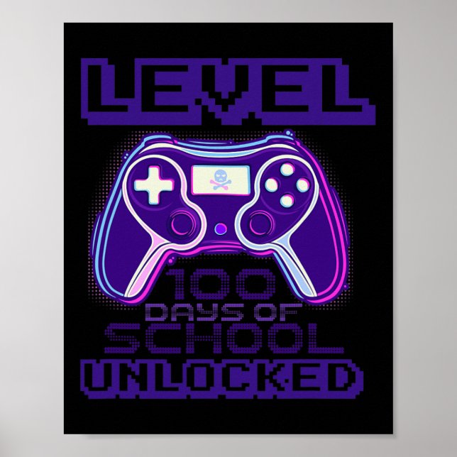 Level 100 Skoldagar upplåst pojkar flickor barn  Poster (Framsidan)