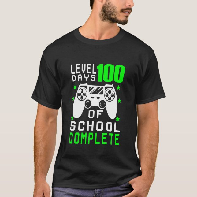 Level 100th Day Unlocked Gamepad Happy 100 Days of T Shirt (Framsida)