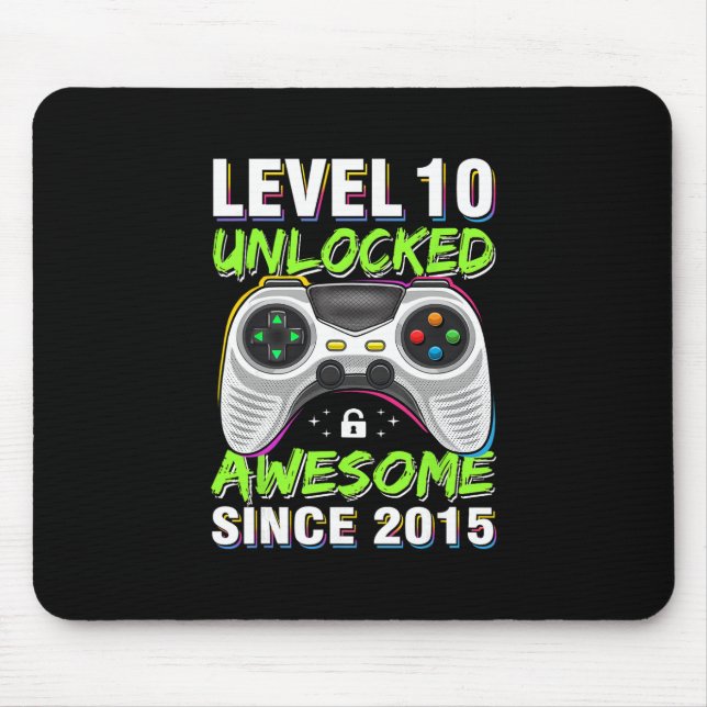 Level 10 Unlocked Awesome Since 2015 10th Birthday Musmatta (Framsidan)