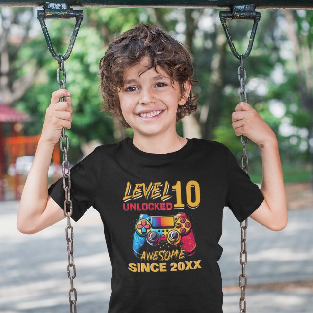 Level 10 Unlocked - Fun Birthday 10 Gamer  T Shirt (Skapare uppladdad)