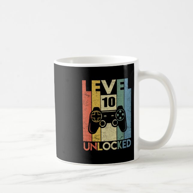 Level 10 Unlocked Funny Video Gamer 10th Birthday  Kaffemugg (Höger)