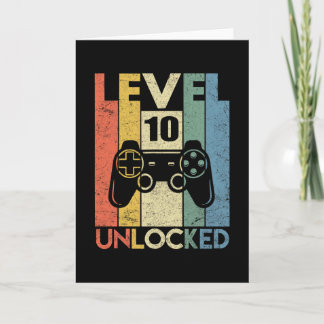 Level 10 Unlocked Funny Video Gamer 10th Birthday  Kort