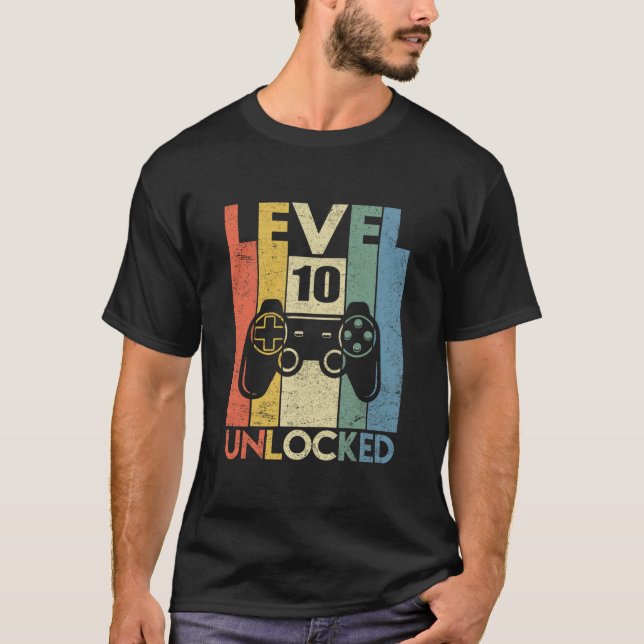 Level 10 Unlocked Funny Video Gamer 10th Birthday  T Shirt (Framsida)