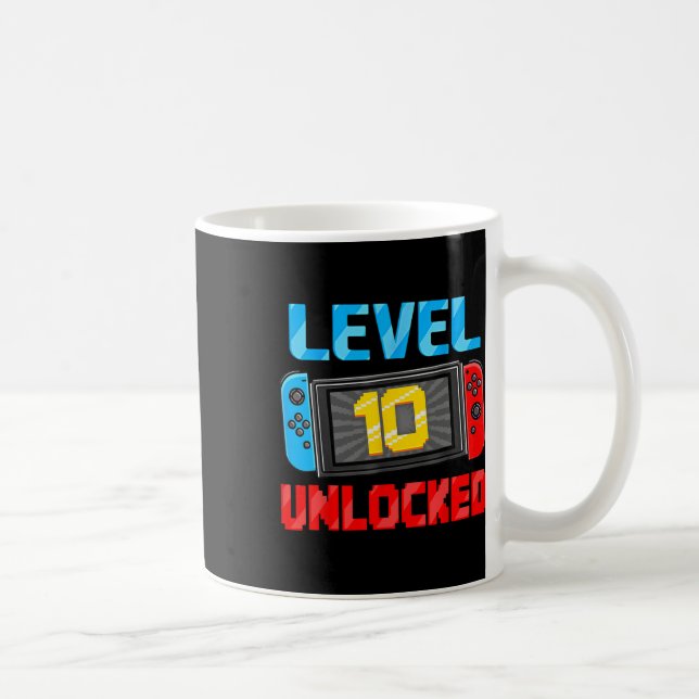 Level 10 Unlocked Gamer 10th Birthday Gift Video G Kaffemugg (Höger)