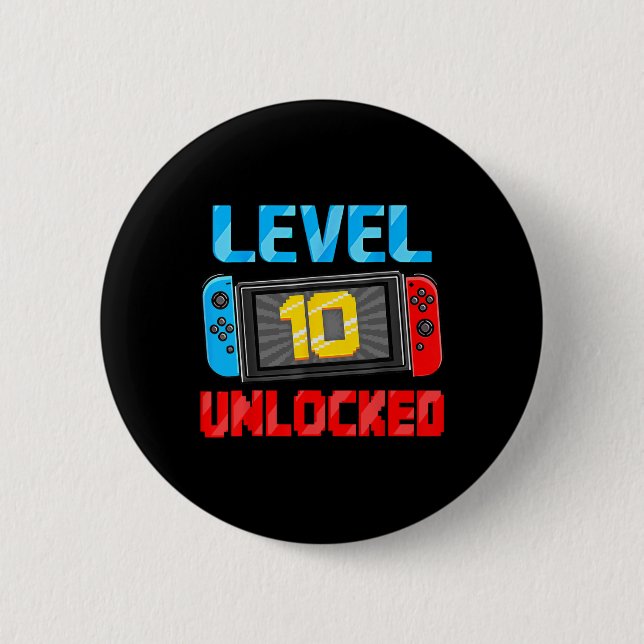 Level 10 Unlocked Gamer 10th Birthday Gift Video G Knapp (Framsida)