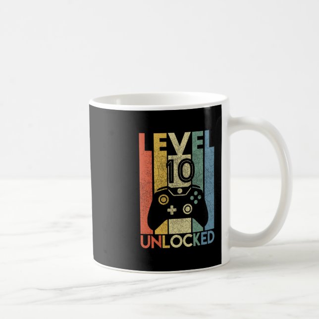 Level 10 Unlocked Shirt Funny Video Gamer 10th Bir Kaffemugg (Höger)