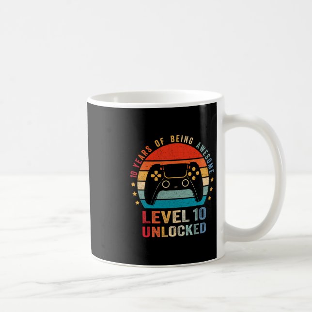 Level 10 Unlocked Shirt Funny Video Gamer 10th Bir Kaffemugg (Höger)