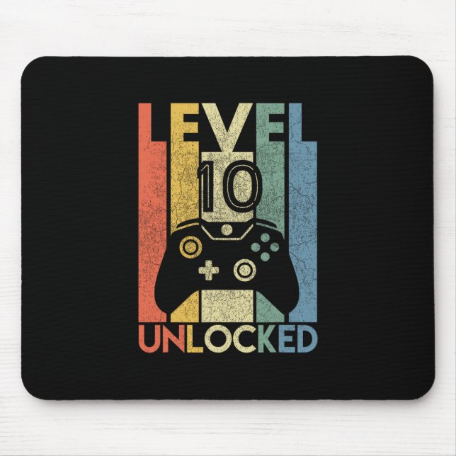 Level 10 Unlocked Shirt Funny Video Gamer 10th Bir Musmatta (Framsidan)