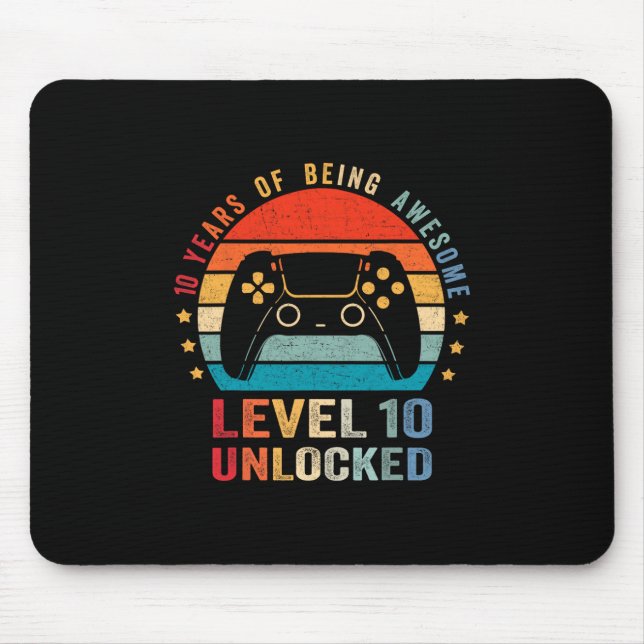 Level 10 Unlocked Shirt Funny Video Gamer 10th Bir Musmatta (Framsidan)