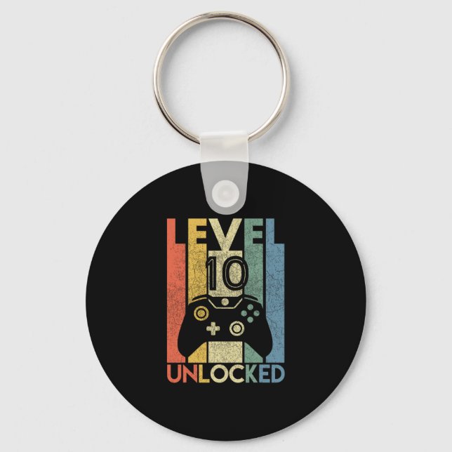 Level 10 Unlocked Shirt Funny Video Gamer 10th Bir Nyckelring (Framsida)