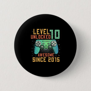 Level 10 Upplåst 10-årsdag 10-årig pojke Gi Knapp
