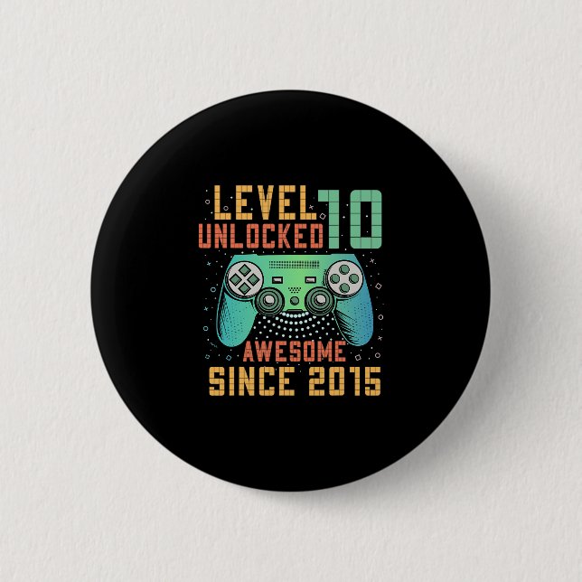 Level 10 Upplåst 10-årsdag 10-årig pojke Gi Knapp (Framsida)