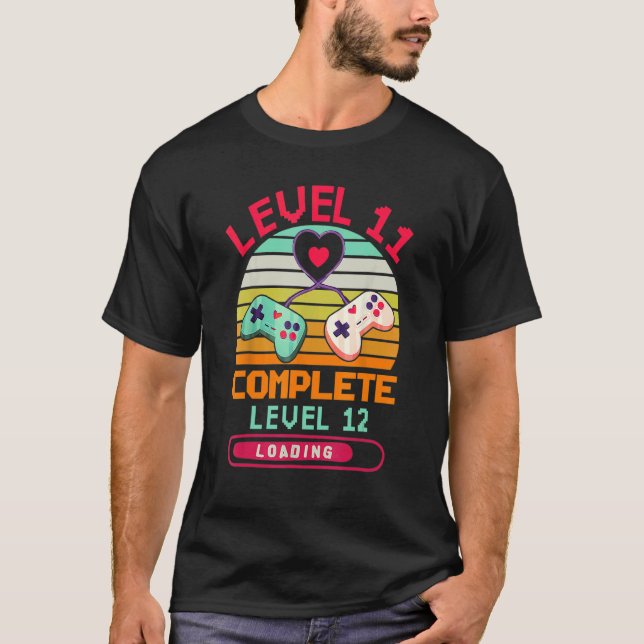 Level 11 Complete Video Games  11th Wedding Annive T Shirt (Framsida)