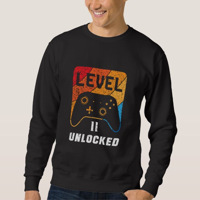 Level 11 unlocked Retro & Vintage Lång Ärmad Tröja (Framsida)