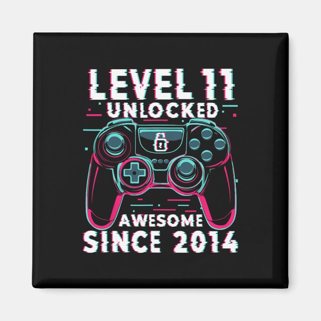 Level 11 Unlocked Video Game 11th Birthday Gamer B Magnet (Framsidan)