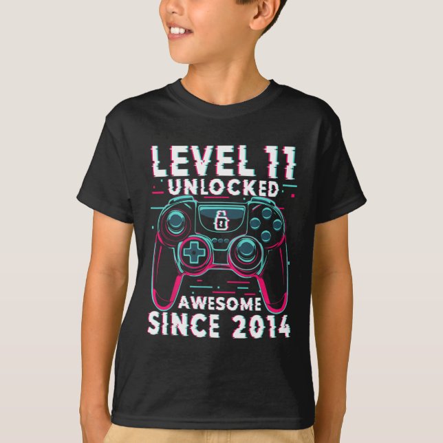 Level 11 Unlocked Video Game 11th Birthday Gamer B T Shirt (Framsida)