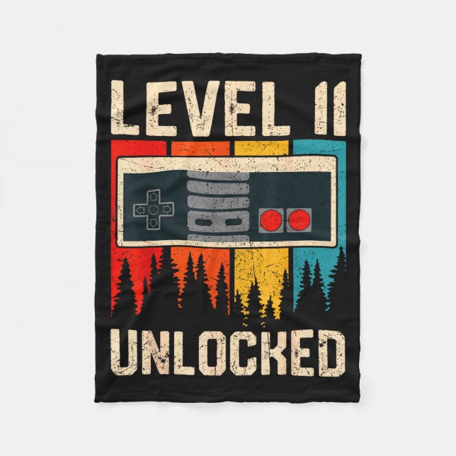Level 11 Unlocked Video Game Controller Birthday M Fleecefilt (Framsidan)