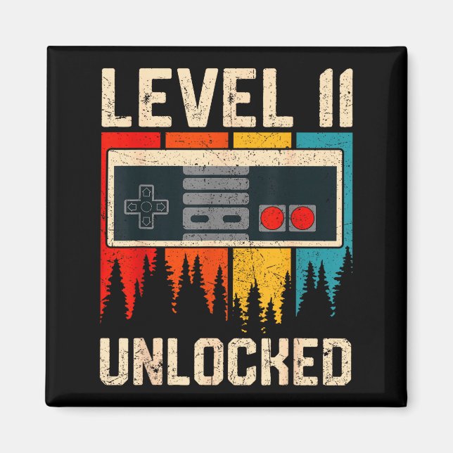 Level 11 Unlocked Video Game Controller Birthday M Magnet (Framsidan)