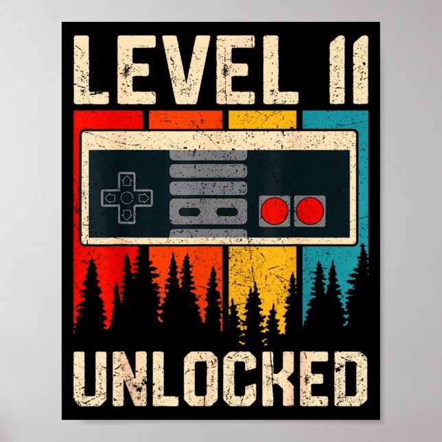 Level 11 Unlocked Video Game Controller Birthday M Poster (Framsidan)