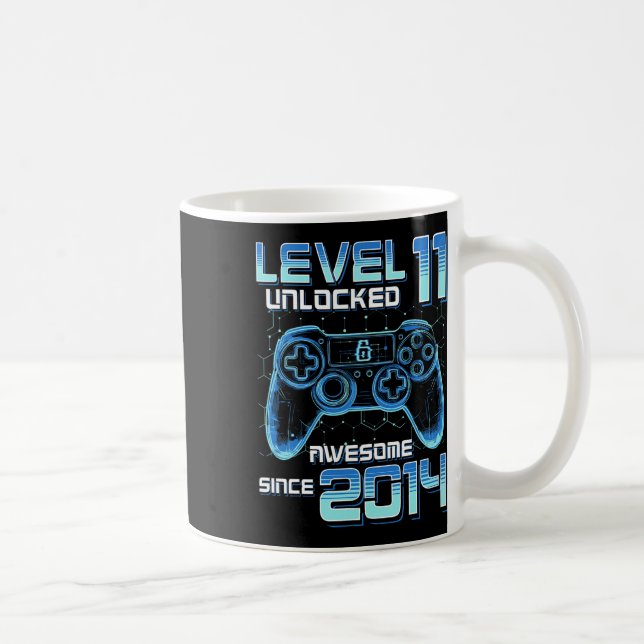 Level 11 Unlocked Video Game Party 11th Birthday G Kaffemugg (Höger)