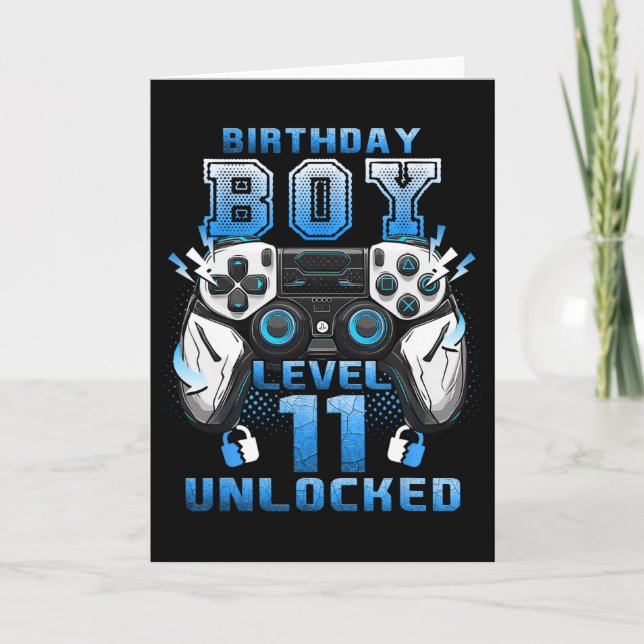 Level 11 Unlocked Video Gamer 11th Birthday Boys  Kort (Framsida)
