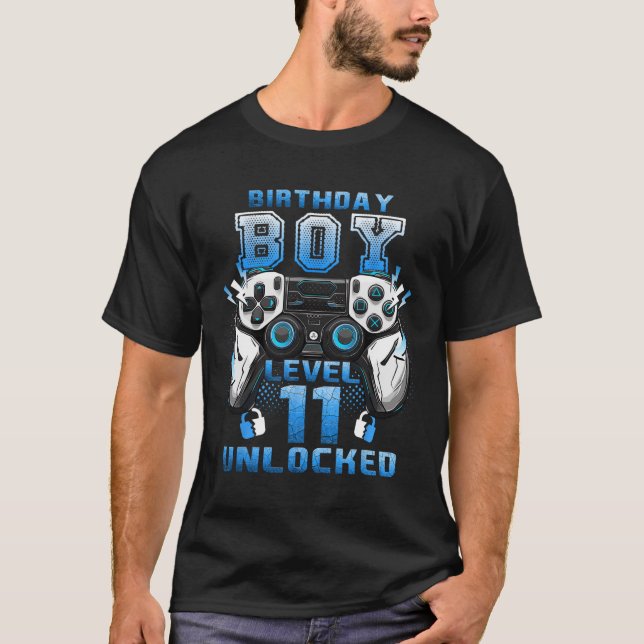 Level 11 Unlocked Video Gamer 11th Birthday Boys  T Shirt (Framsida)
