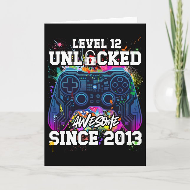Level 12 Unlocked Awesome Since 2013 12th Birthday Kort (Framsida)