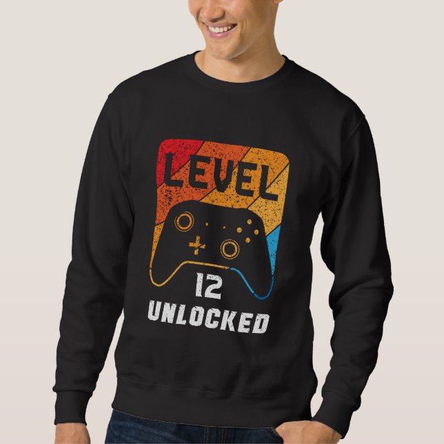 Level 12 unlocked Retro & Vintage Lång Ärmad Tröja (Framsida)