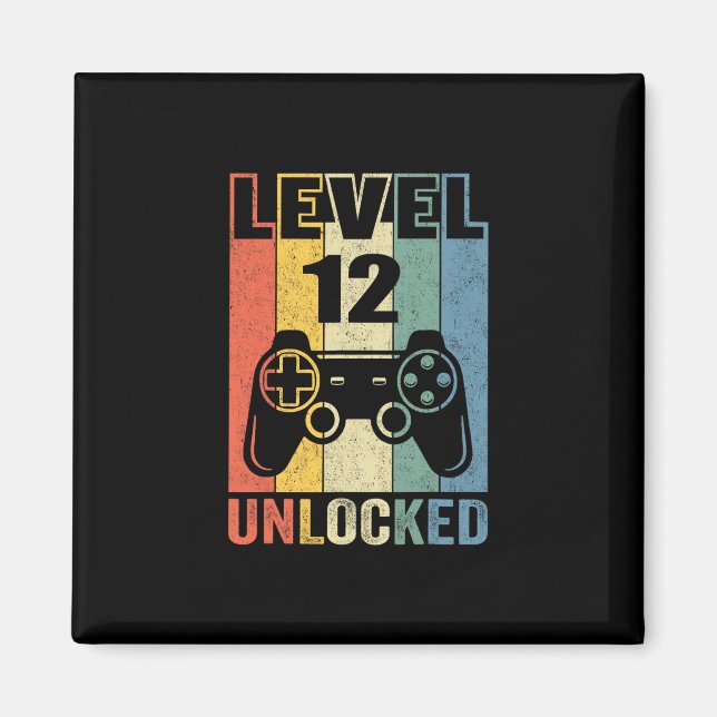 Level 12 Unlocked Shirt Funny Video Gamer 12th Bir Magnet (Framsidan)