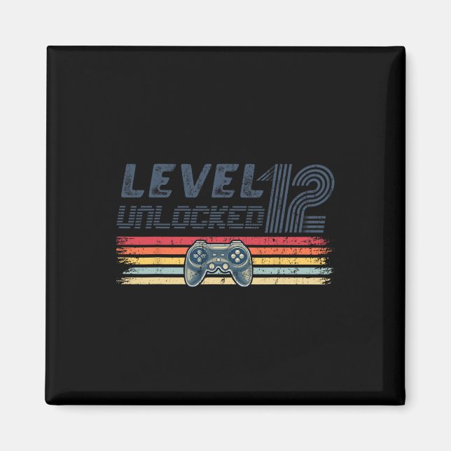 Level 12 Unlocked Video Game 12th Birthday Gamer B Magnet (Framsidan)