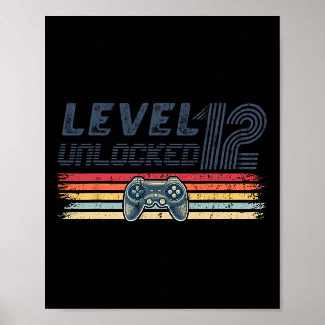 Level 12 Unlocked Video Game 12th Birthday Gamer B Poster (Framsidan)