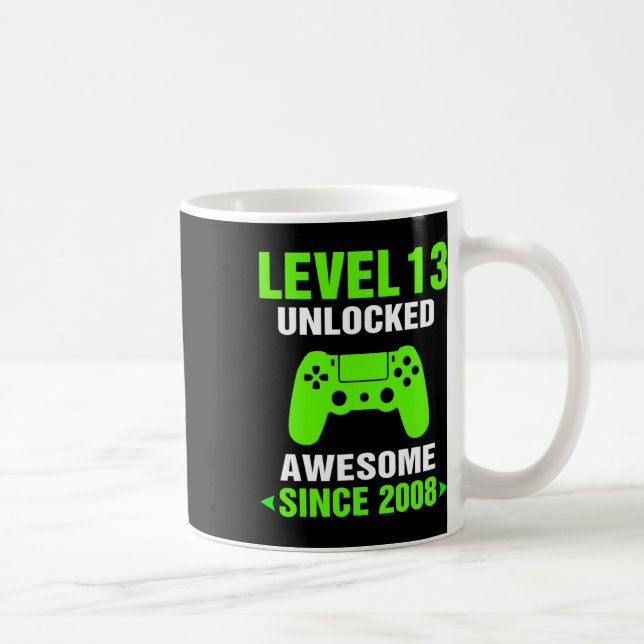 Level 13 Unlocked Awesome 2008 Video Game 13th Bir Kaffemugg (Höger)
