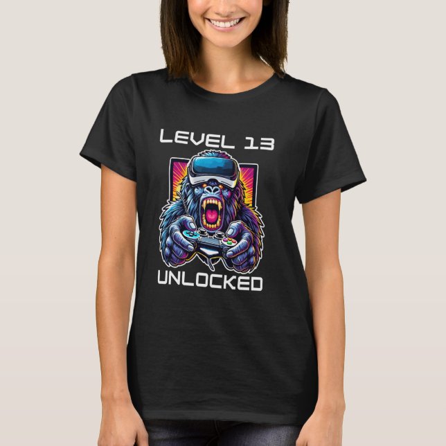 Level 13 Unlocked Funny Video Gamer 13th Birthday T Shirt (Framsida)