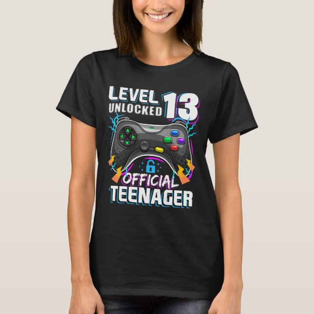 Level 13 Unlocked Official Teenager Video Game 13t T Shirt (Framsida)