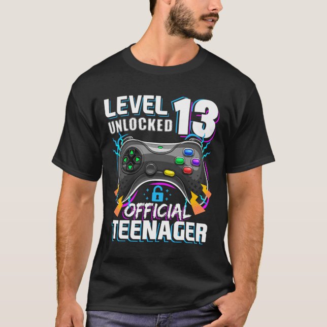 Level 13 Unlocked Official Teenager Video Game 13t T Shirt (Framsida)