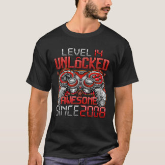 Level 14 Unlocked Awesome Since 2008 14Th Birthday T Shirt