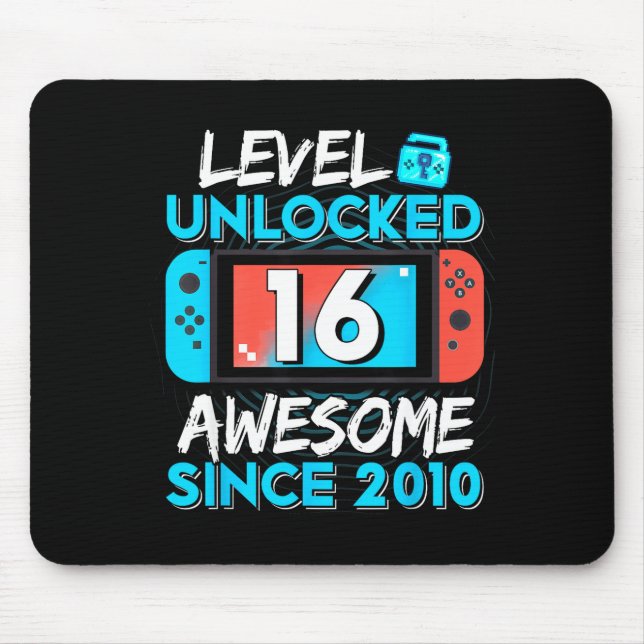 Level 16 Unlocked Awesome Since 2010 16th Birthday Musmatta (Framsidan)