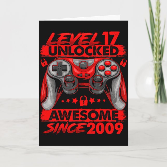 Level 17 Unlocked 17 Year Old Boys 17th Birthday B Kort (Framsida)