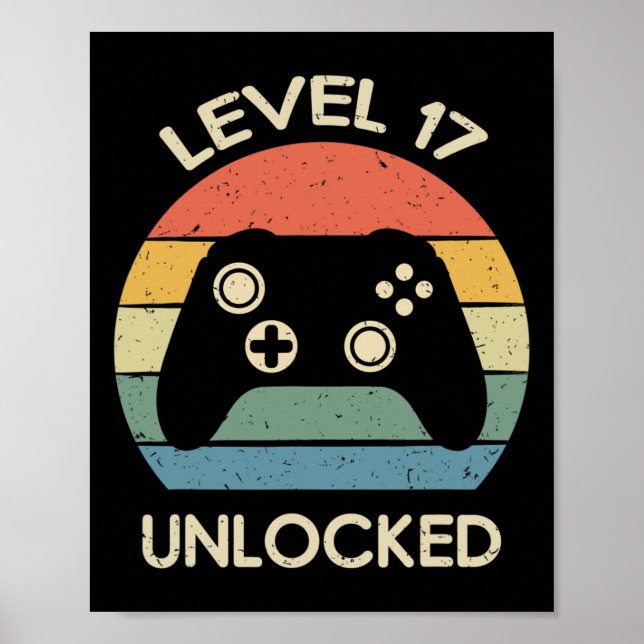 Level 17 Unlocked 17th Gaming Birthday Controller  Poster (Framsidan)