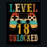 Level 18 Unlocked 18th Birthday Born 2004 Style Poster<br><div class="desc">Level 18 Unlocked 18th Birthday Gift Shirt Born 2004 Vintage Style</div>
