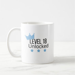 Level 18 Upplåst Blå Födelsedagsmugg Kaffemugg