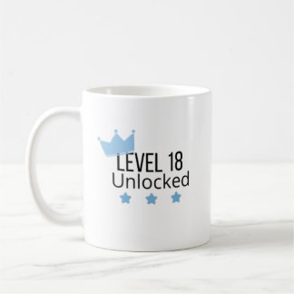 Level 18 Upplåst Blå Födelsedagsmugg Kaffemugg