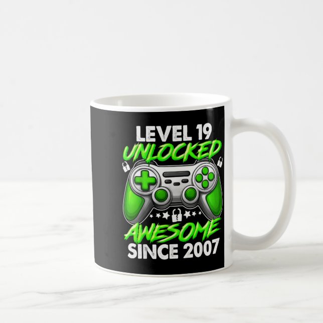 Level 19 Unlocked 19 Year Old Boys 19th Birthday B Kaffemugg (Höger)