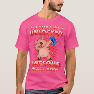 Level 19 Unlocked Gamers Born 2003 Dabbing Pig 19t T Shirt
