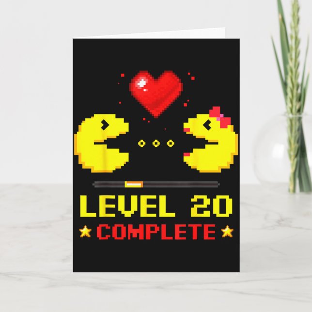 Level 20 Complete Gamers 20th Wedding Anniversary  Kort (Framsida)