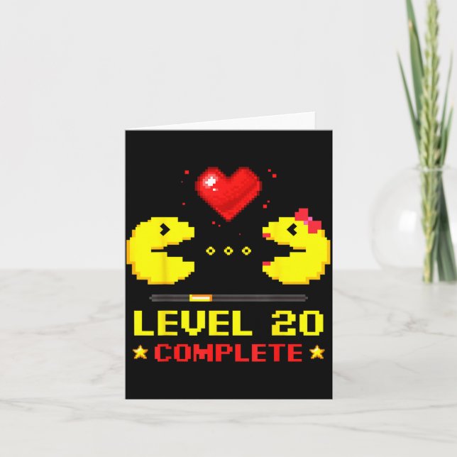 Level 20 Complete Gamers 20th Wedding Anniversary  Kort (Framsida)