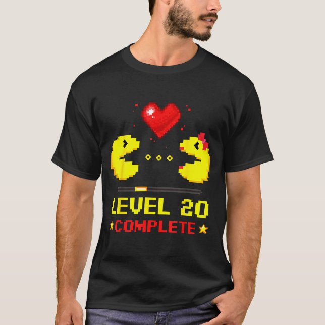 Level 20 Complete Gamers 20th Wedding Anniversary  T Shirt (Framsida)