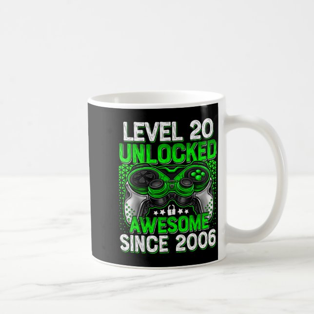 Level 20 Unlocked 20 Year Old Boys 20th Birthday B Kaffemugg (Höger)